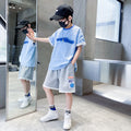 Boys' Letter Print Short Sleeve Sports Set