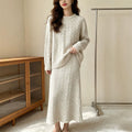 Fall-Winter Elegant Minimal Knit Wool Crew Neck Loose Skirt + Sweater + Top 2-Piece Set
