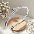 EU/US Import Cubic Zirconia Stud Open End Bangle Unique Elegant Premium Versatile Bracelet New Exquisite Hand Jewelry Women