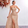 Women's Strapless Sequin Mermaid Sexy Classic Premium Socialite Evening Gown ...
