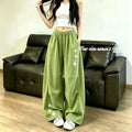 Summer Sporty Casual Striped Loose Elastic Wide Leg Pants + Pants