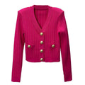 Women's Fall Fashion Elegant Knit V-Neck Hollow-Out Heavy Cardigan 2026 - Black