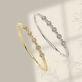 Overseas Light Luxury Fashionable Petal Cubic Zirconia Bangle Premium Versatile Hand Jewelry Item Simple Gold Open End Bracelet Wholesale