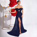 Women's Strapless Embellished Sexy Evening Gown Party
