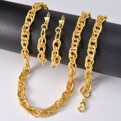 Overseas Trendy ins Set Niche Design Detail Geometric Band Mutual Clasp Necklace Bracelet Set Earrings Set