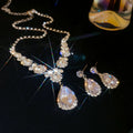 French Imperial Breeze Rhinestone Geometric Teardrop Necklace Set Fashionable Clavicle Chain Light Luxury Premium Necklace Women