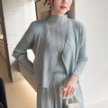 Women's Fall Elegant Versatile Pleated Cardigan + Jacket 2026 | Layered Cardigan - Off White