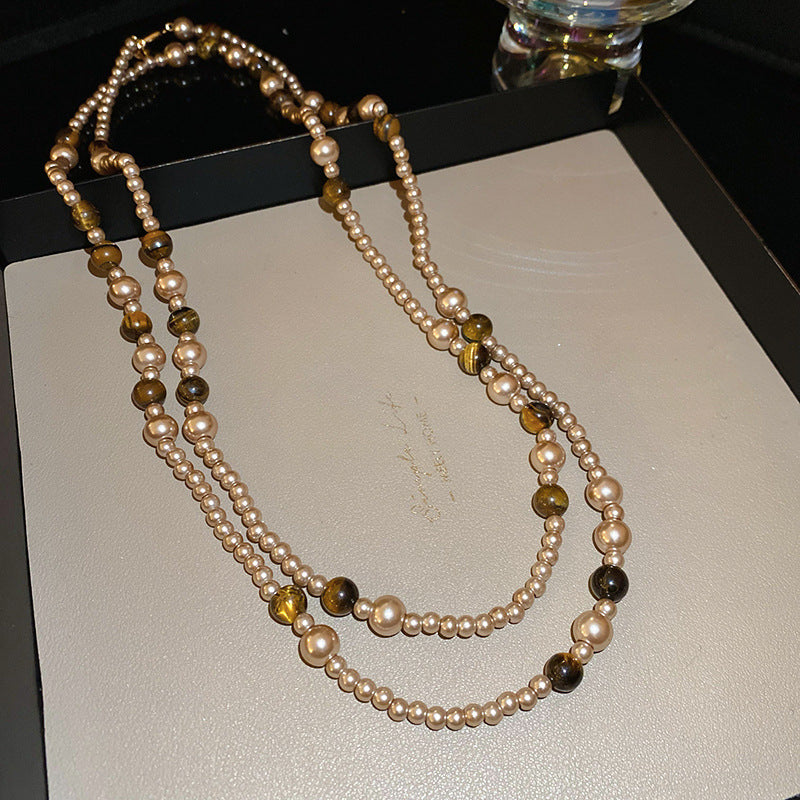 Vintage Oval Tiger's Eye Pendant Necklace - view 11
