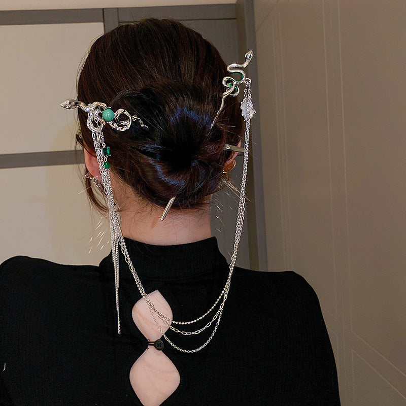 Chinese-Style Jade Rabbit Floral Hair Stick - view 7