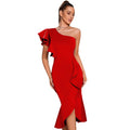 Women's One-Shoulder Ruffle Elegant Evening Gown Party