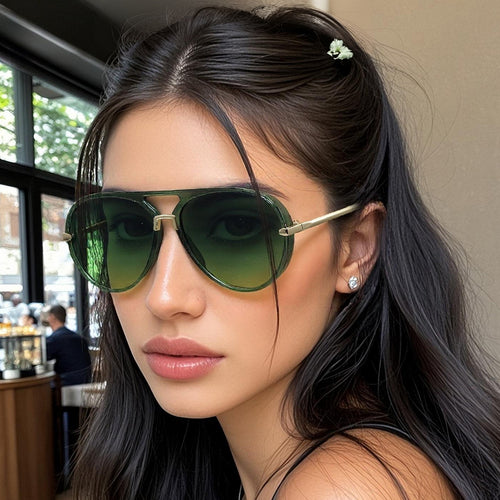 Big Frame Metal Aviator Women New Import Pair Bridge Fashionable Sunglasses Trendy Pilot Style Versatile Sunglasses