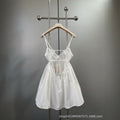 Haute Couture Letter Logo Floral Embroidered Camisole Lace Dress