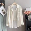 Women's Summer Casual Fashion Tencel Sun-Protection Lightweight Cardigan + Shirt + Ja - White