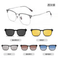 Beesfen 8899ZM Magnetic Fit-Over Glasses Frame 3 Combo One Polarized Big Face Prescription Glasses Men Sunglasses