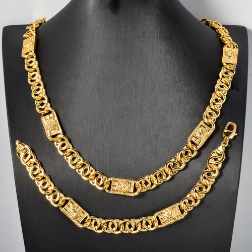 Amazon Overseas Western Personality Band Mutual Clasp 3D Portrait Brand Piece Spliced Chain Necklace Bracelet Set