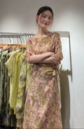 Old Money Style Printed Fitted Over-Knee A-Line Dress