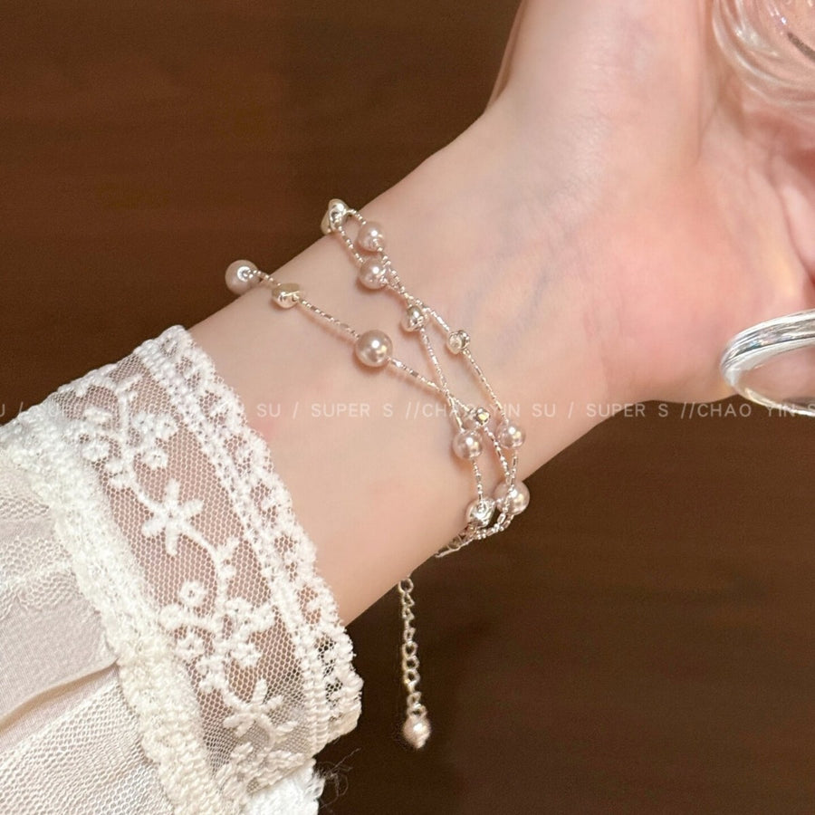 French Zircon Pearl Link Bracelet - view 3