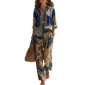 Casual Fashion Long Sleeve Printed Wide Leg Pants + Shirt 2-Piece Set