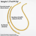Italy Craft Woven Snake Chain Men Solid Heart Versatile Gold Plated Clavicle Chain Trendsetter Style of Bracelet Set