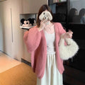 Women's Fall Korean Knit Wool Loose Sweater + Cardigan + Jacket 2026 - Green