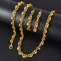 Overseas Middle East Jewelry Gold Heart Pig Nose Necklace Bracelet Set Earrings 3-Piece Set Niche Design Versatile