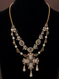 Vintage Cross Fringe Necklace Imperial Western Retro Pendant Rhinestone Fashionable Personality Sweater Chain