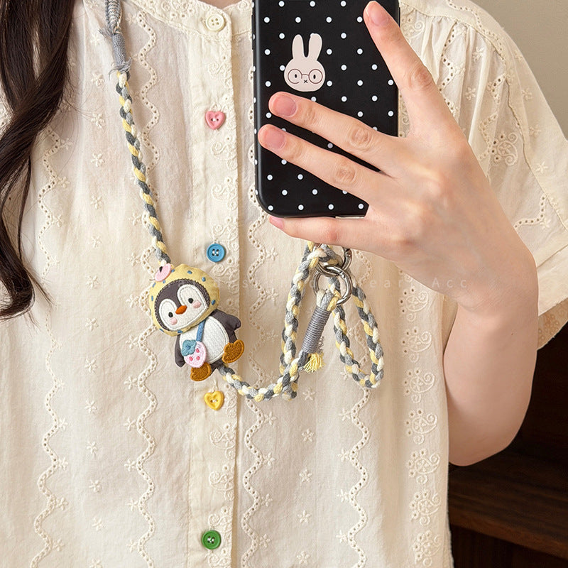 Handwoven Penguin and Bunny Phone Charm - view 4