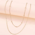 Western Metal Choker Round Bead Snake Chain Double-Layer Necklace Women Simple Personality Fashionable Geometric Clavicle Chain N6049