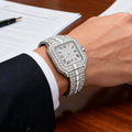 Export Overseas Hot Sale Fashionable Square Rhinestone Full Diamond Mens Watch La Horse Engrave Degree Premium Waterproof Quartz Watch