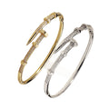 Overseas Western Full Diamond Stud Bangle Women Premium Light Luxury Versatile Buckle Bracelet Copper Coated 18K Open End Bangle