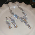 French Imperial Breeze Rhinestone Geometric Teardrop Stud Earring Necklace Set Exquisite Clavicle Chain Light Luxury Premium Necklace