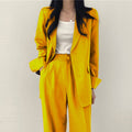 Women's Fall Korean Casual Petite Blazer Set 2026 | 2 Piece Outfit Set - Camel Pants