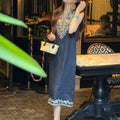 Sleeveless Heavy Embroidery V-Neck Mid-Length Ethnic Dress