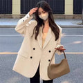 Women's Fall Casual Elegant Petite Blazer + Top 2026 | Casual Blouse - Khaki