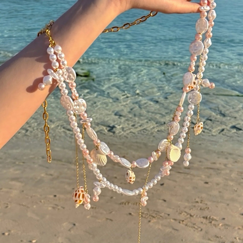 Beach Vacation Flower Pearl Tassel Waist Chain - view 2