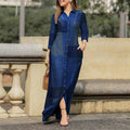 Women's Casual Lapel Collar Printed Floral Long Dress + Shirt + Skirt 2026 - Blue