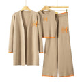 Fall-Winter Chanel-Style Casual Knit Long Wide Leg Pants + Cardigan + Tank Top + Jacket 3-Piece Set