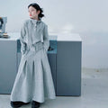Girls' Stand Collar Hoodie & Long Skirt Set - Workwear