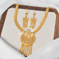 Luxury Dubai Bead Gem Jewelry Gold Plated Moon Star Cutout Necklace Earrings Set 2-Piece Set Fringe Overseas Accessory