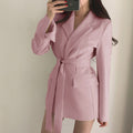 Women's Fall Korean Hong Kong Tie-Front Waist-Tie Blazer 2026 - Off White
