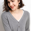 Women's Fall Korean Fashion V-Neck Cropped Knit Top + Cardigan 2026 - White