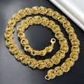 Overseas Statement Versatile Simple Rope Chain Real Sky Keep Color Plated Gold Twist Necklace Bracelet Set Hip-Hop