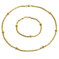 2025 Summer New Western Trendy Chain Metal Thick Copper Gold Plated Bracelet Clavicle Chain Bracelet Necklace Set
