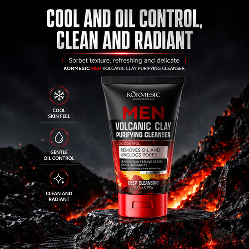 跨境KORMESIC男士火山泥净澈洁面乳facial cleanser面部护肤品