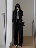 Fall Sporty Casual Wide Leg Pants + Hoodie 2-Piece Set