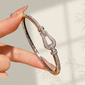 Korean Copper Coated 18K Cubic Zirconia Horseshoe Buckle Bangle Light Luxury Premium Bracelet Fashionable Exquisite Elegant Versatile Hand Jewelry