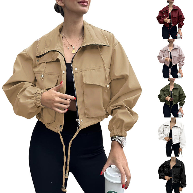 Women's Fall Cropped Jacket 2026 | Trendy Jacket - Khaki