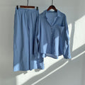 Women's 2026 Retro Plus Size Linen Cotton High Waist Loose Shirt + Pants 2-Piece Set - Pink