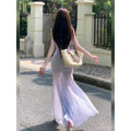 French Purple Mesh Camisole Mermaid Dress, Seaside Vacation