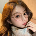Prescription Glasses Blue-Light Glasses Frame Overseas Korean Bare Face Elegant Frame Student Big Face Slender Frame Prescription Sunglasses
